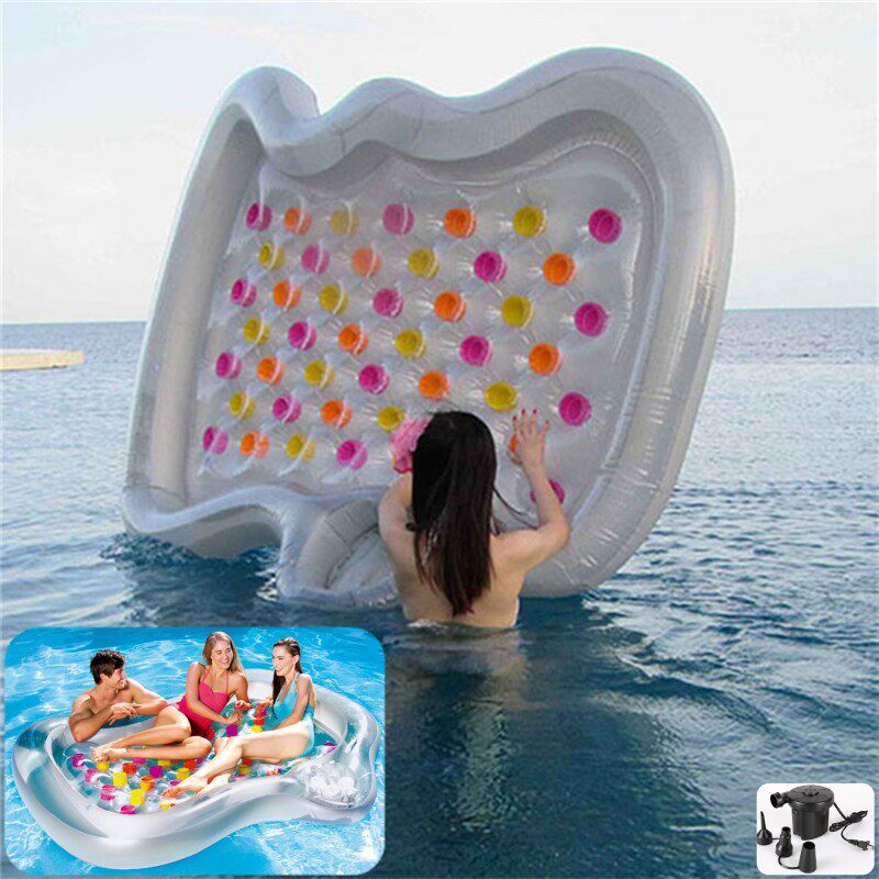 bestway thickened double inflatable floating bed swimming pool swimming queen size bed adult water park floating exhaust cushion