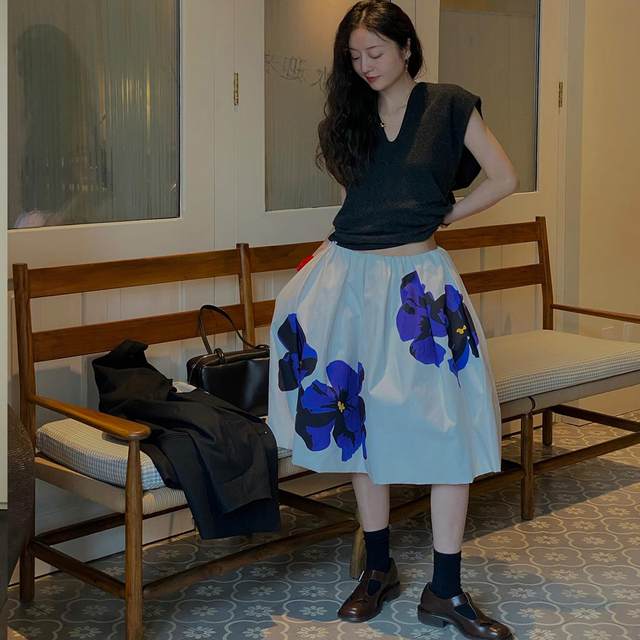 ABow2025 classic elastic waist puffy skirt