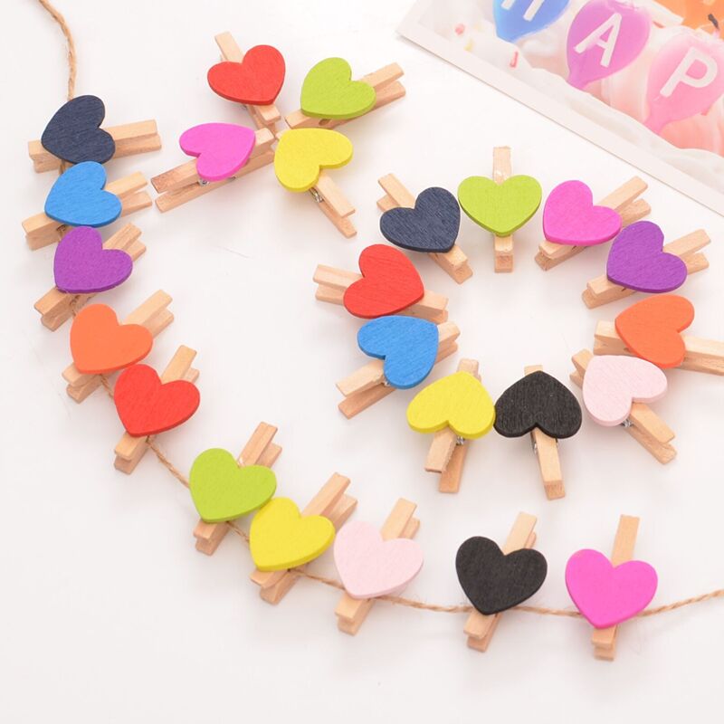 Cute photo small clip hemp rope color clip Wooden wooden clip Photo wall Photo post-it note photo clip