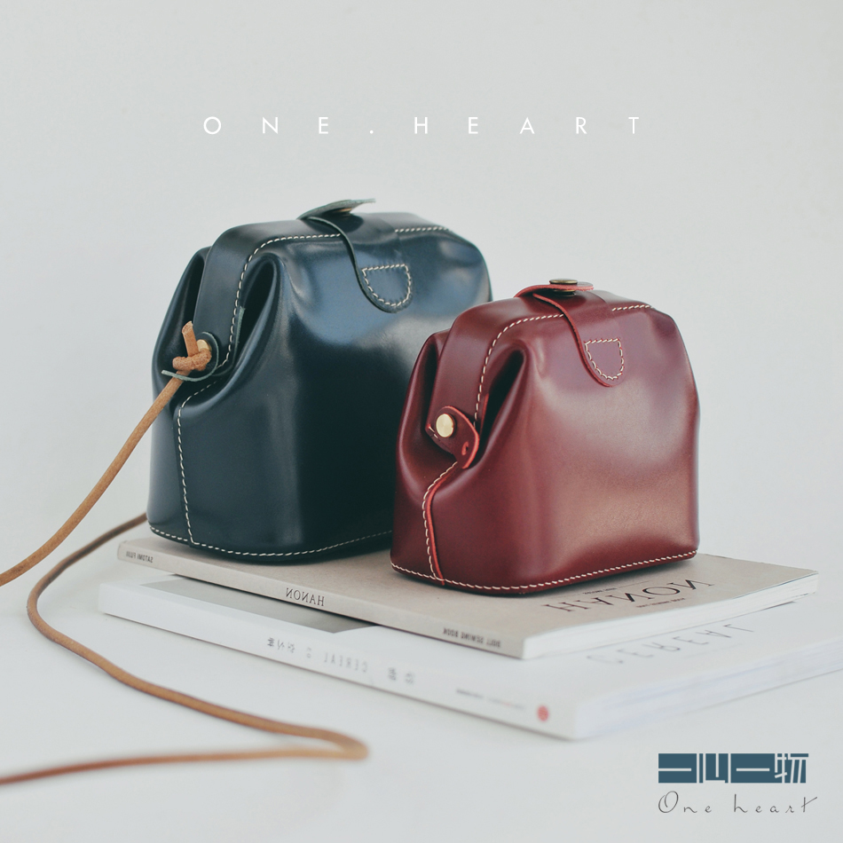 (KJ02 S)Free cut leather DIY material bag handmade cowhide mouth gold bag Doctor bag Camera bag