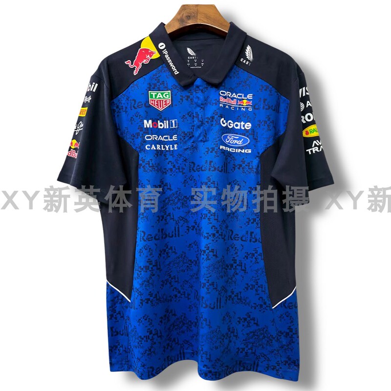 2026 Red Bull F1 Team Printed Top Racing Casual Lapel Short-Sleeved Shirt Same Style as Verstappen