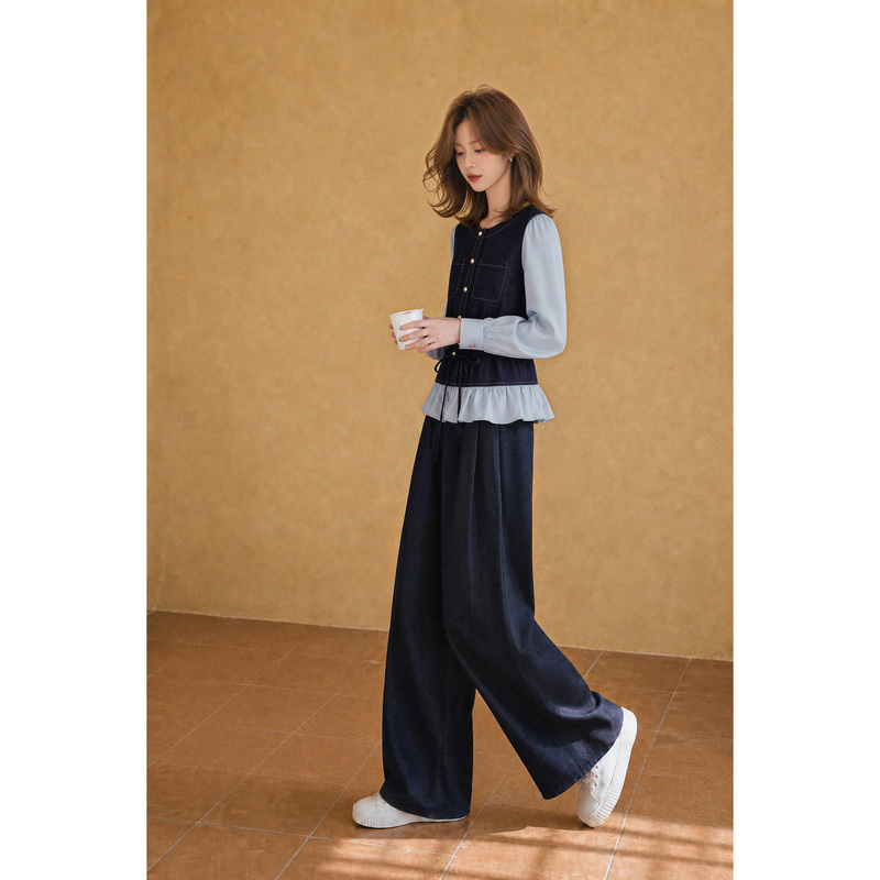 Small Grain Deep Sea Set 2026 New Autumn Trendy Casual Korean Style Women's Outfit Complete Set for Petite Women Two Pieces
