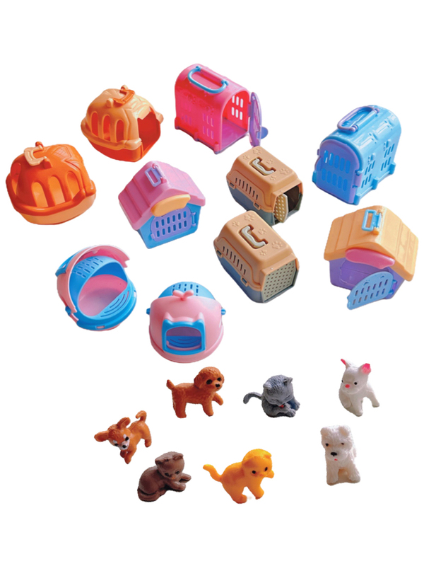 Toy Pet House, Simulated Mini Dog Cage, Cat Cage, Pet Flight Box, Portable Cage, Dollhouse, Play House Accessories