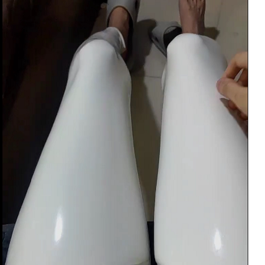 White ready-made one-piece trousers, seamless leggings, mid-waist slim leggings, high elasticity, seamless and transparent breakage