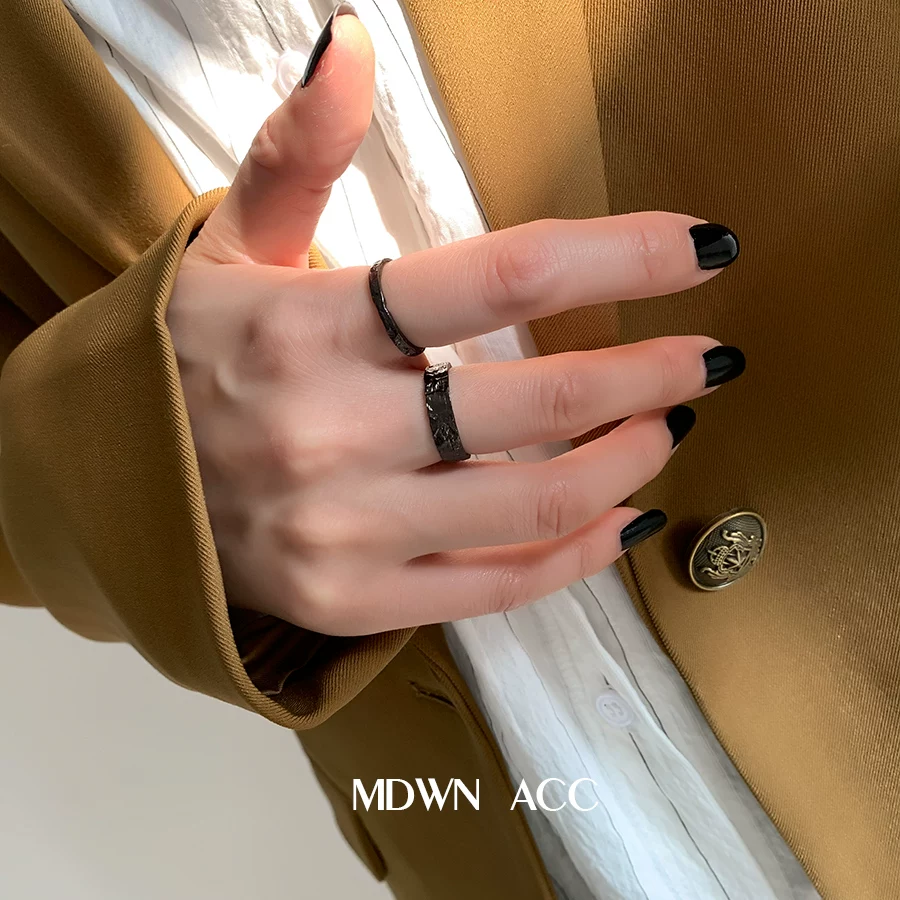 Модное черное кольцо Tide, 925 пробы серебро, на указательном пальце, простой и элегантный дизайн, японский и корейский стиль, интернет-знаменитость