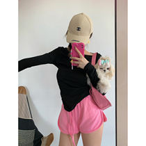 NSS COLLECTION Barbie pink gray drawstring casual pants with giant legs and high waist sports shorts for women summer