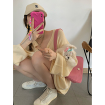 NSS COLLECTION Slanted Buckle Cream Apricot Loose Lazy Top Summer Irregular Thin Knitwear Women