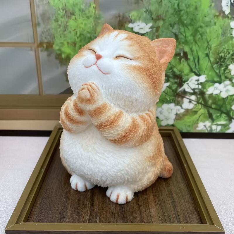 Creative Gift Wishing Cat Figurine for Girls and Boys, Birthday, Niche, High-End, Teacher's Desk, Office Desk, Workstation, Practical