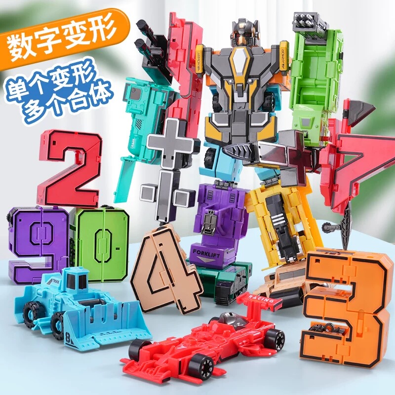 Transformable Digital Children's Educational Robot, Transformable Engineering Assembly Toy for Boys and Girls, Fun Toy for Developing Skills