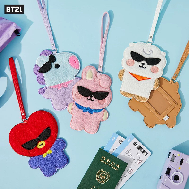 Bt21 Baby Travel Series Plush Luggage Tag Cute Cartoon Travel Line Friends