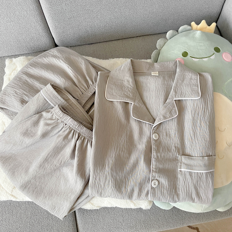 Summer Pajamas Men's Three-Piece Set Cloud Cotton New Simple Thin Style Summer Youth Can Wear Outside Home Clothes Set Summer Pajamas Men's Three-Piece Set Cloud Cotton New Simple Thin Style Summer Youth Can Wear Outside Home Clothes Set