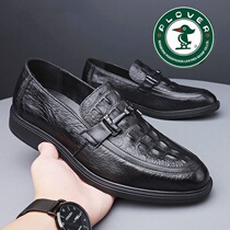 Official PLOVER Woodpecker Leather Shoes Man New Crocodile Tattooed foot pedal Deodorant Low help casual headlayer Bull Leather Shoes
