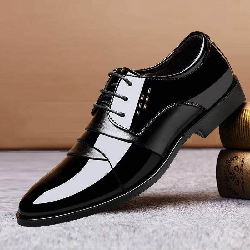 Men's leather shoes 2022 spring and autumn new dress casual leather shoes men's pointed toe British style groom wedding shoes business shoes