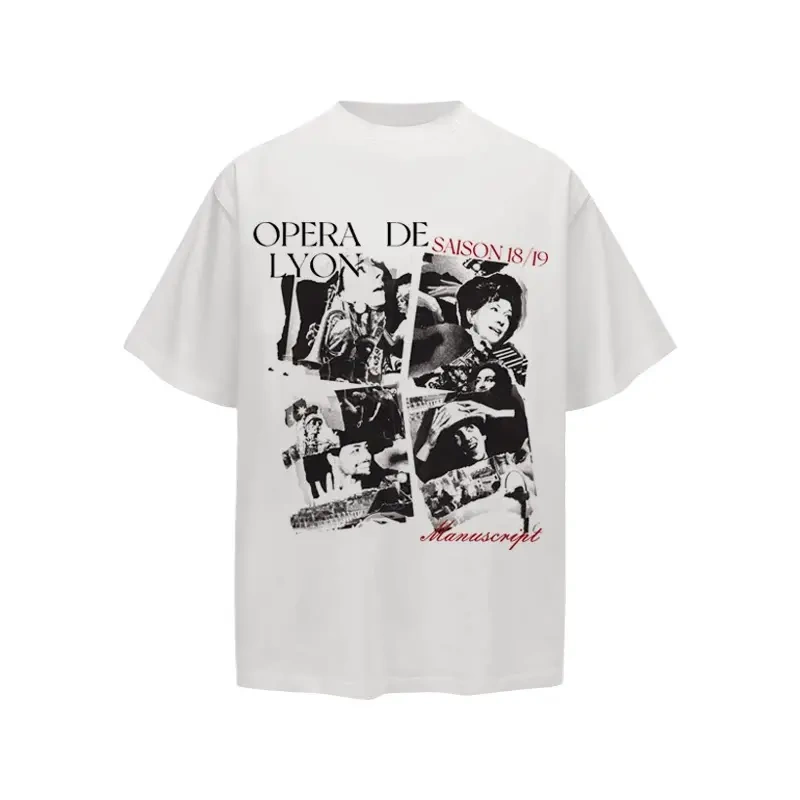 Manuscript Opera Print T-Shirt Digital Portrait Print Ice-Feel Clean Fit Sorona Short Sleeve