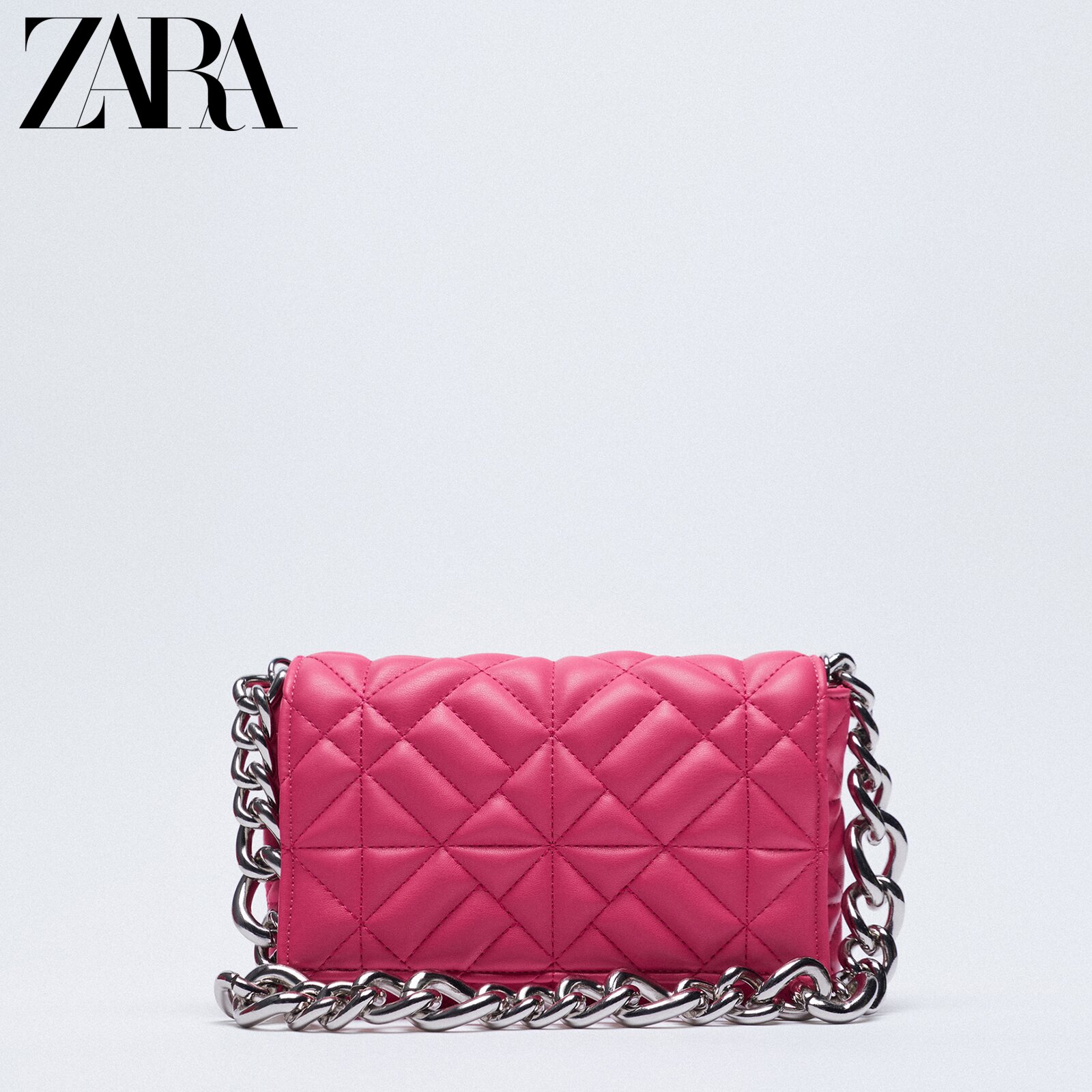 Rose RedZARA Female bag summer 2021 new pattern fashion Versatile chain Quilting The single shoulder bag Axillary bag