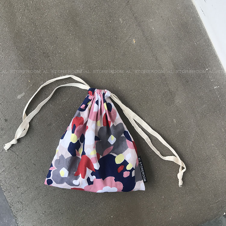 AL Homemade Colorful Flowers Flowers Cashier Bags Portable Makeup Women's Bunches Mouth Pumping Rope Spring Xinshins Environmentally Friendly Cloth Bags New