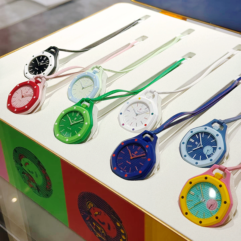 Swatch Co-Branded Ap Audemars Piguet Swatch Royal Oak Pocket Watch for Men and Women in Fog Blue Lan Ba with Stopwatch