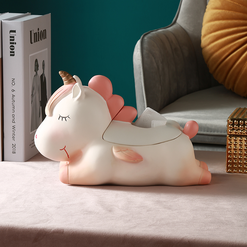 Tissue box creative net red cute Nordic ins unicorn toilet paper box living room bedroom high-end cartoon ornaments