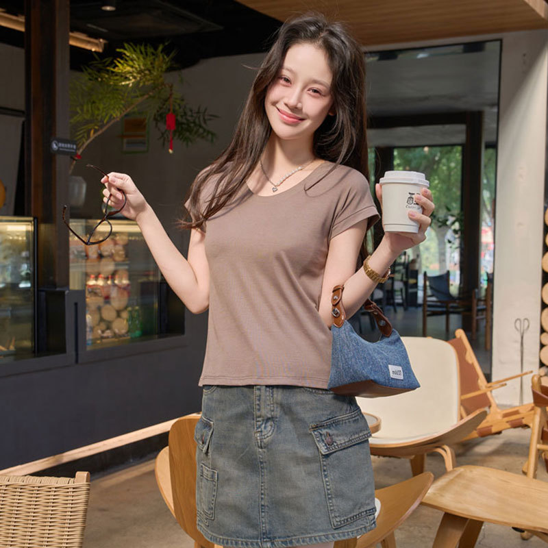 2026 Spring/Summer Fashionable Slimming Versatile Simple Short Sleeve Top 26Dx-61