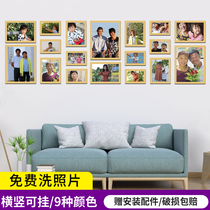 Family portrait photo wall free punch hanging wall photo frame 10 inch large size photo frame wash photo living room background wall mounting