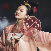  Flower Jincheng wedding fan Double-sided silk hand-painted fan Classical Chinese style characteristic gift fan Hanfu gift box