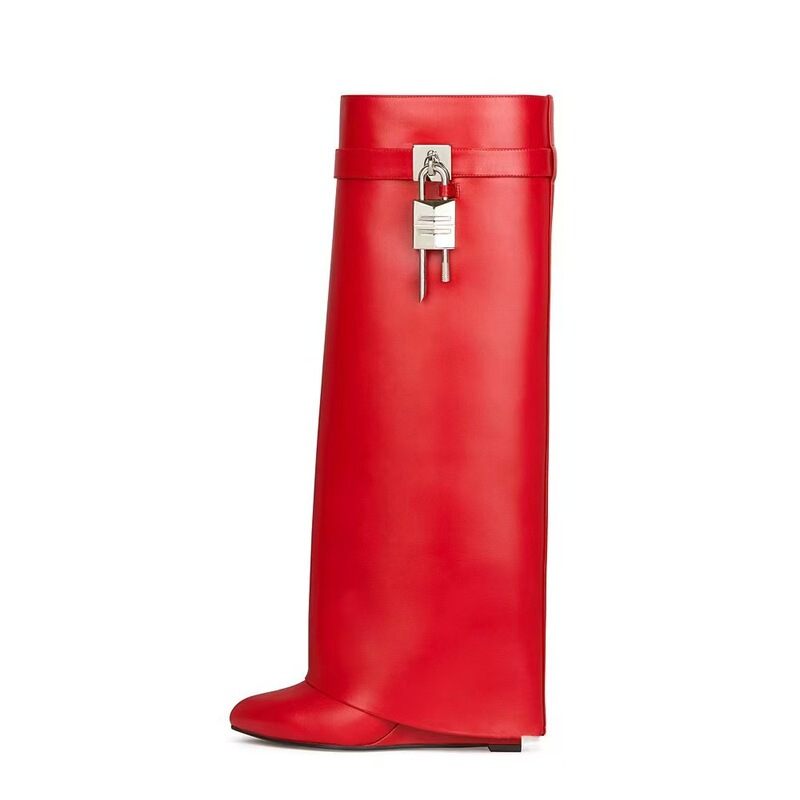 Cross-Border Amazon Ebay Foreign Trade Women's Shoes Fashion Metal Buckle Boot Fashion Large Size Slip-On Riding Boots