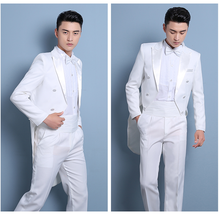 Tuxedo nam chú rể váy cưới phù hợp với nhạc trưởng trang phục sân khấu nghi lễ ma thuật máy chủ lưu trữ áo vest nam