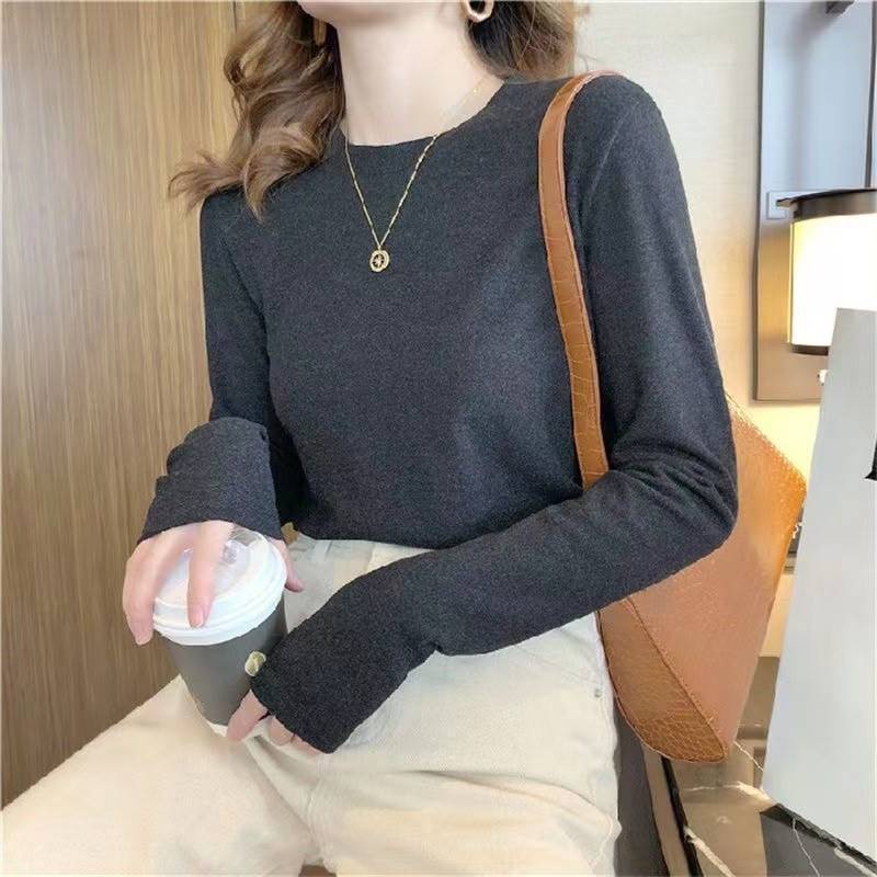 Round Neck German plush thicked bottom shirt for women in -