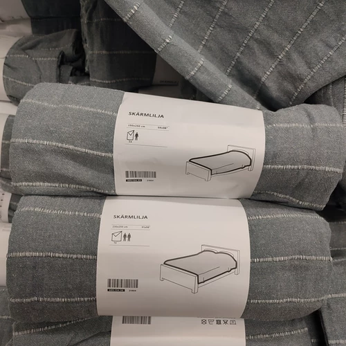 Ikea New Product Light Blue Smlia Cover Cover Single Double -Pperson All -cotton Color Line Толстая ткань толстая ткань лист