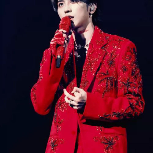 Cai Xukun's Same Style 2021 Concert Red Suit Set, Male Singer Ds Host Photography Stage Outfit