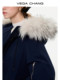 VEGA CHANG removable raccoon fur collar down jacket women's winter warm jacket