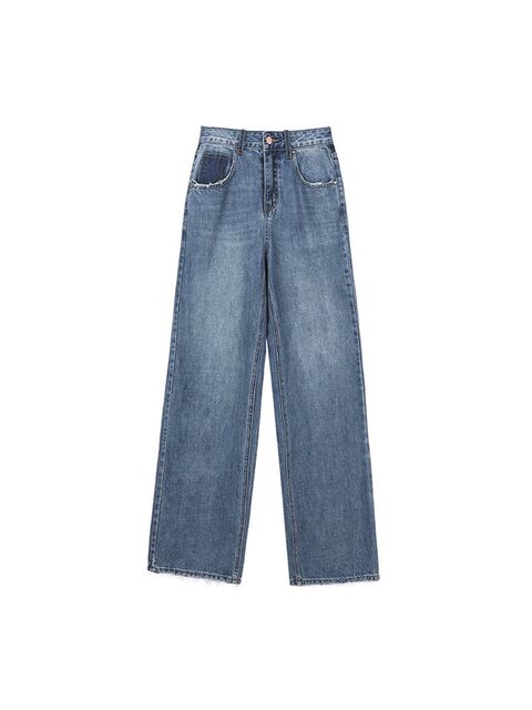 Vega Chang Straight-Leg Jeans for Women 2026 Spring New Vintage Loose Slimming Petite Wide-Leg Pants