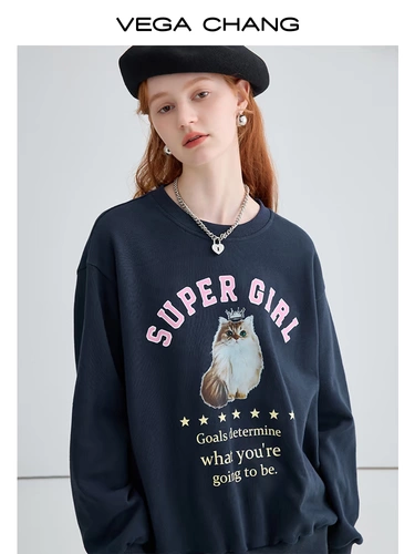 VEGA CHANG Толстовка, осенняя дизайнерская куртка, в американском стиле, тренд сезона, оверсайз