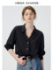 VEGA CHANG white shirt women's long-sleeved 2025 autumn new European style lace loose top