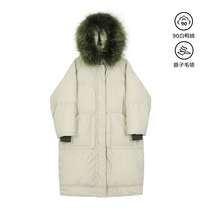 VEGA CHANG down jacket women 2021 autumn and winter New raccoon big fur collar hooded white duck down jacket