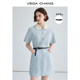 VEGACHANG doll collar dress for women 2024 summer new style French niche waist small A-line skirt