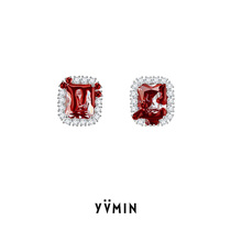 YVMIN x SHUSHU TONG Bloodthirsty Girl series Blood-dripping Princess Cut square gem earrings