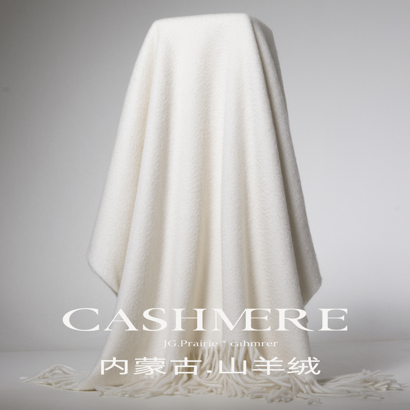 Milk Cashmere High-End Water Ripple Pure Cashmere Scarf, Thickened Dual-Use Women's Warm Large Shawl