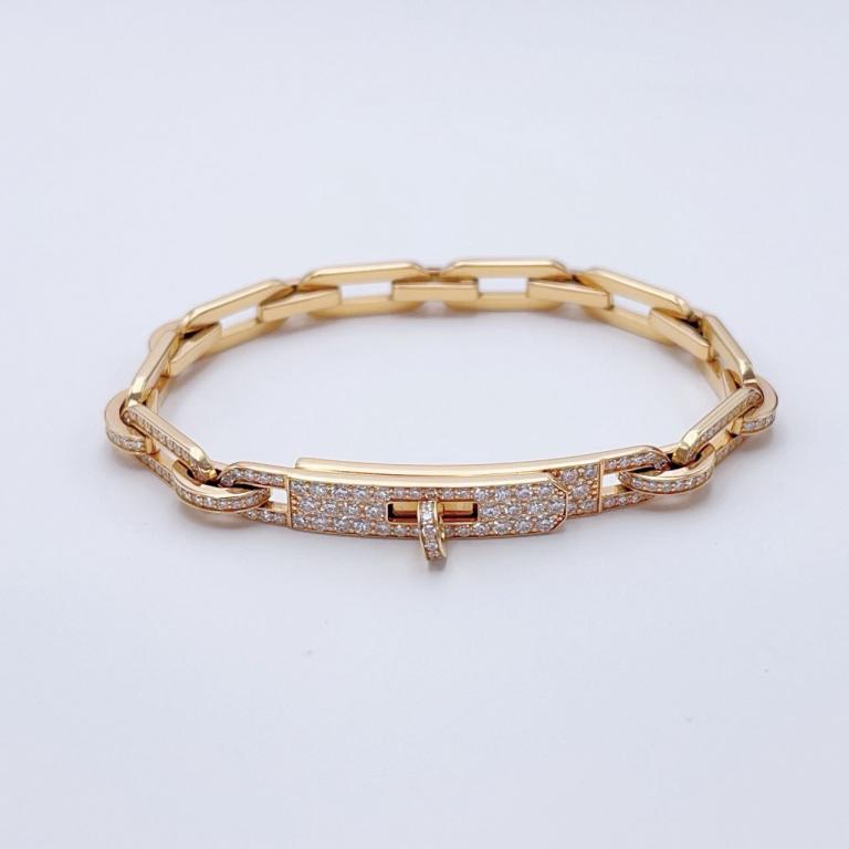 Hermès Kelly Full Diamond Bracelet Rose Gold XS Certificate W65321 Hermès Kelly Full Diamond Bracelet Rose Gold XS Certificate W65321