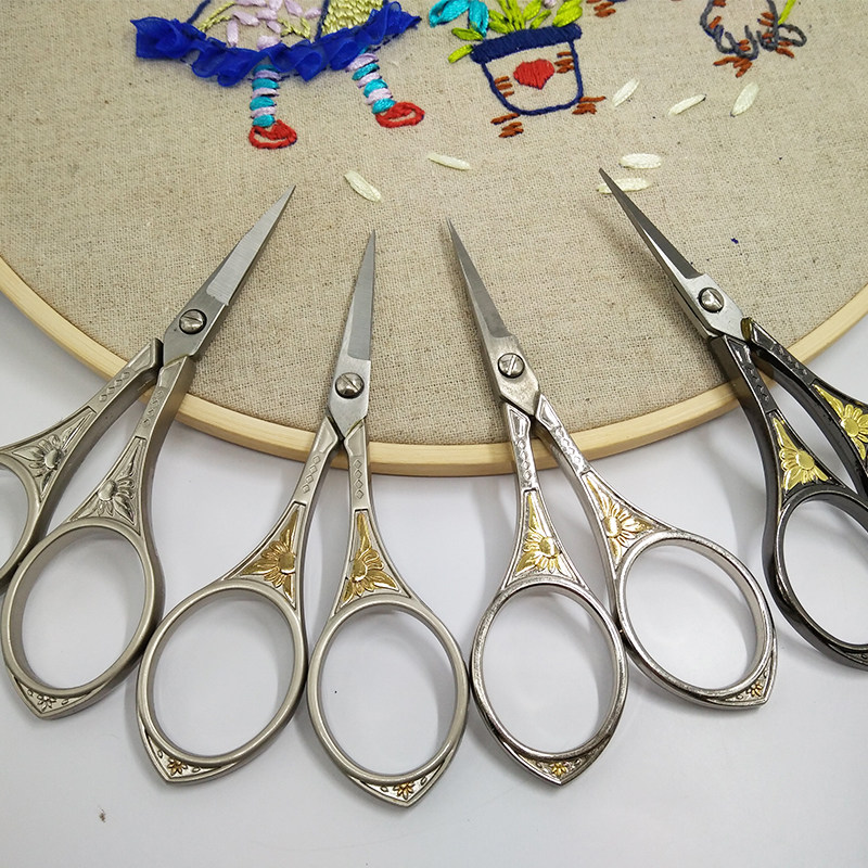 Boutique Retro Sunflower Imitation Ancient Crafts DIY Cross Stitch Hand Mill Pointed Cut Paper Scissors