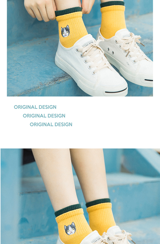 Vớ dài vớ nữ phiên bản Hàn Quốc của cotton Hàn Quốc cotton Nhật Bản cá tính mềm mại dễ thương em gái hoạt hình vui nhộn mùa hè - Vớ hàng tuần hộp vớ quà tặng giáng sinh
