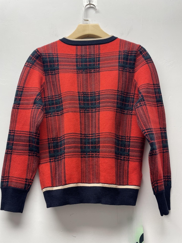 Seconds 11.3【Blue】Gold Label New Style Round Neck Plaid Long Sleeve Plaid Sweater Knitwear 7C39506020