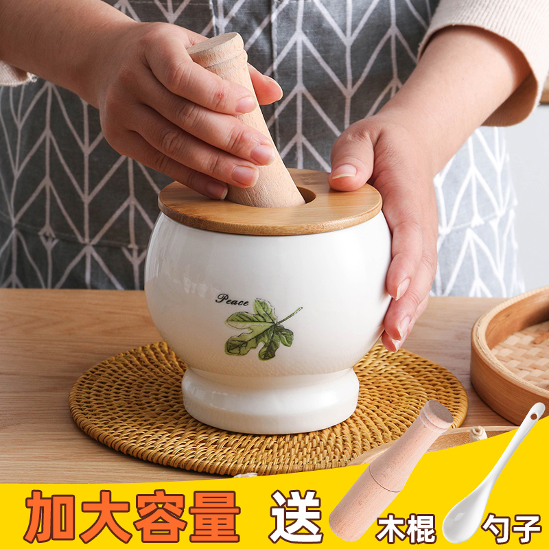 Garlic Pressure Garlic Press Home Ceramic Press Garlic Press Garlic Mortar Garlic Mortar Baby Food Grinding Machine Mashed Jar Mashed Garlic Clay Deity