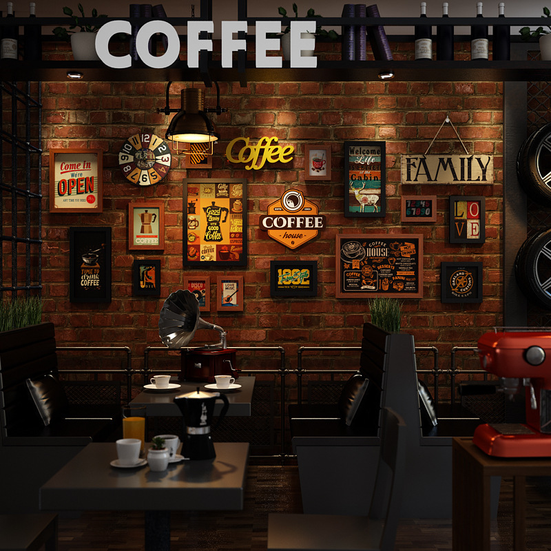 Cafe Industrial Style Decoration Creative Wall Retro Bar Restaurant Wall Decoration Wall Hanging Personalized Wall Mural