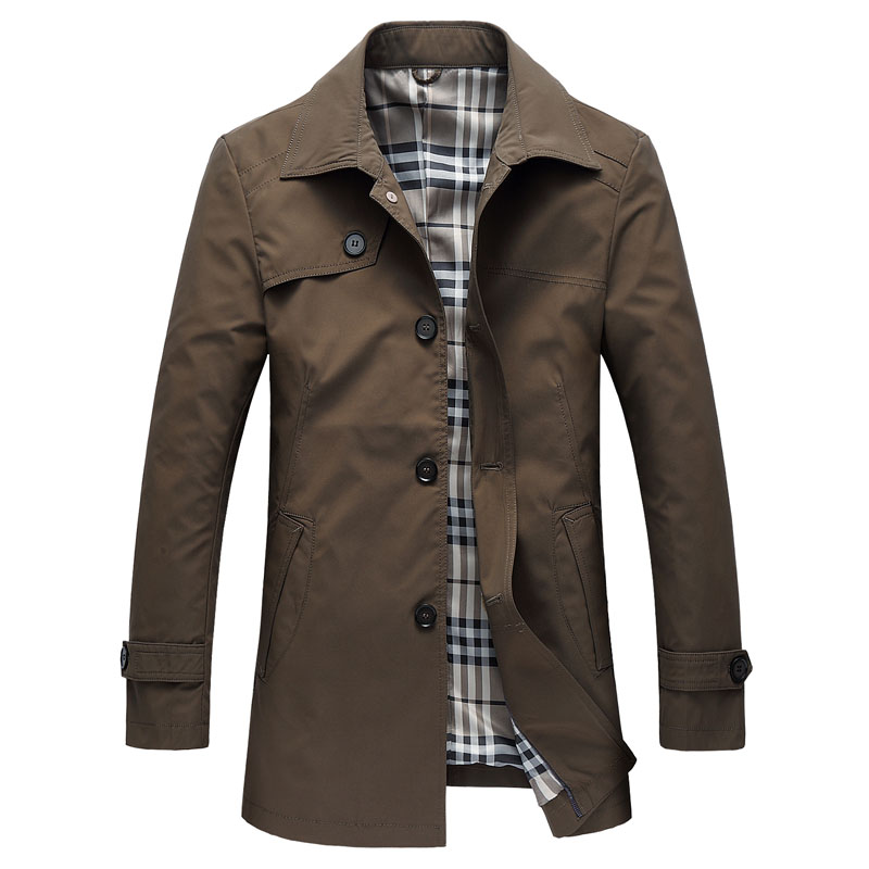 Áo khoác nam 2018 mỏng nam trung niên nam giản dị dài trench coat cha mùa xuân và mùa thu áo khoác mới áo gió chống nắng nam