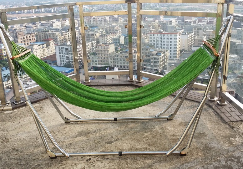 In-Stock Vietnamese White Iron Frame Hammock, Foldable for Indoor and Outdoor Use, Home Net Bed, Adjustable Single-Person Stand, Suitable for Self-Driving Tours