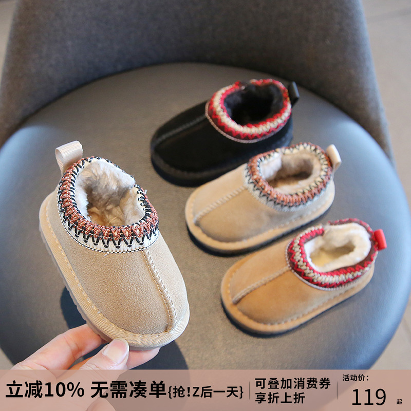 Детская хлопчатобумажная обувь для зимних мальчиков и бархатная обувь для малышей на мягкой подошве, зимние ботинки для годовалых девочек, детская обувь, детская обувь для малышей
