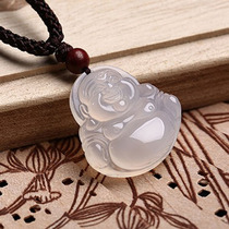 1 Yuan auction is coming to an end @ natural ice seed white jade medullary nausea Laugh Buddhas public hanging pendant jade pendant woman