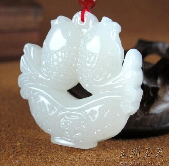 1 Yuan auction is coming to an end @ Xinjiang and Tian Yubai Yuyuan jade Yuanbao Double Fish Matching Pendant Jade Pendant Necklace