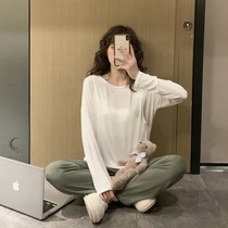 Modal pregnant womens pajamas spring and summer thin color color long trousers trousers after pregnancy breastfeeding Moon clothes tide mother home clothes